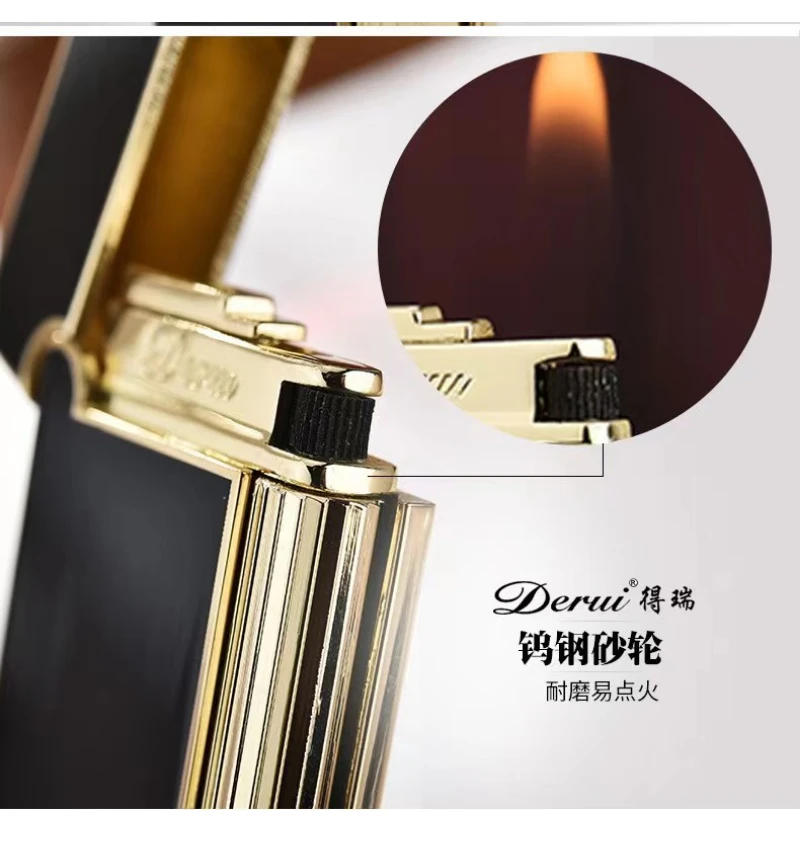 Description Picture 6 of itemNew Light Luxury High-end Ultra-thin Langsheng Metal Inflatable Butane Grinding Wheel Lighter Men's Gift Cigarette Accessories