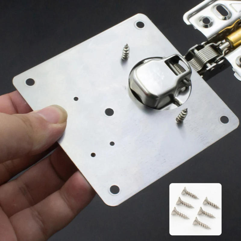 Description Picture 4 of itemStainless Steel Hinge Fixing Plate with Mounting Screw Kitchen Cupboard Door Hinge Repair Kit for Wood Furniture Shelves Cabinet