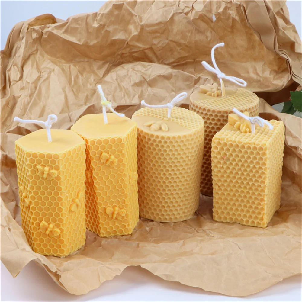 Description Picture 4 of itemDIY Honeycomb Cylinder Candle Silicone Mold 3D Honeycomb Bee House Beeswax Aromatherapy Handmade Soap Plaster Resin Moulds Gifts