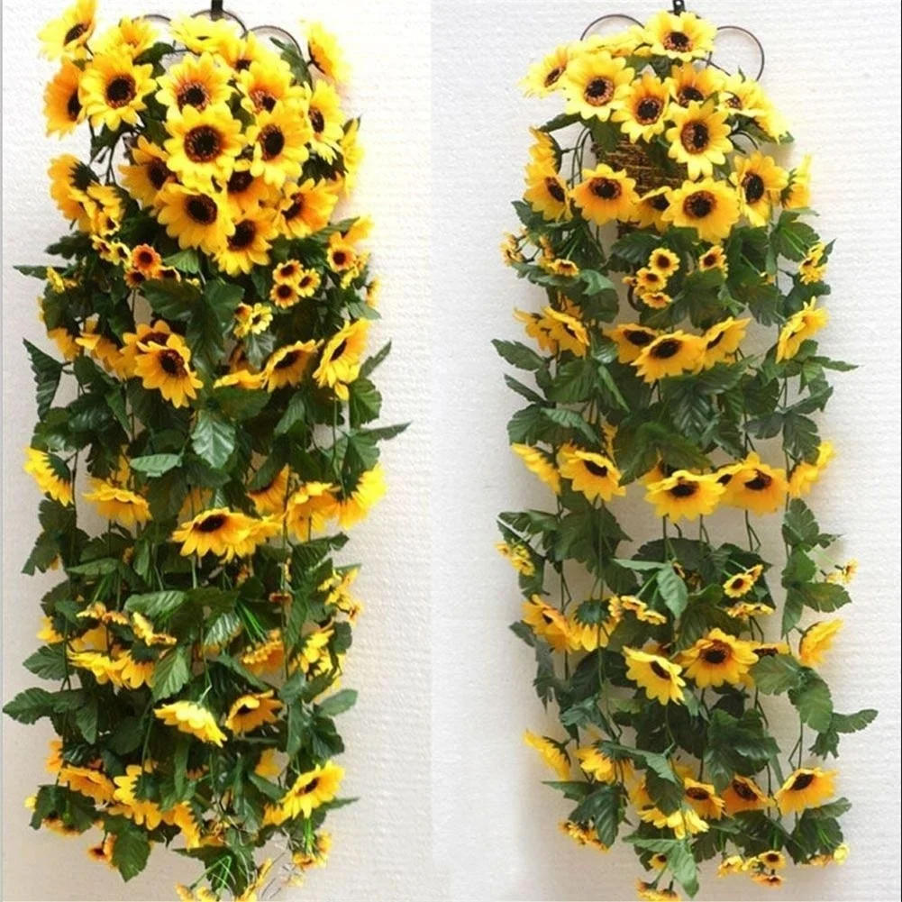 Description Picture 2 of item1pcs 260cm Artificial Yellow Sunflower Garland Flower Vine Wedding Floral Arch Decor Silk