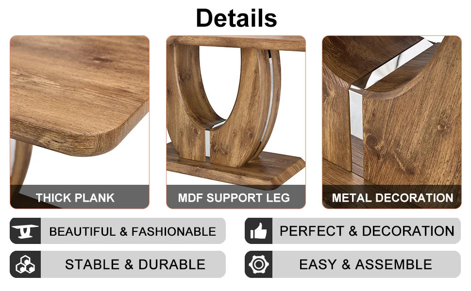 Description Picture 5 of itemTable Set for 6, Kitchen Table Chairs Set of 6, Modern Dining Room Set with 63 inch Wood Dinner Table Leather Upholstered