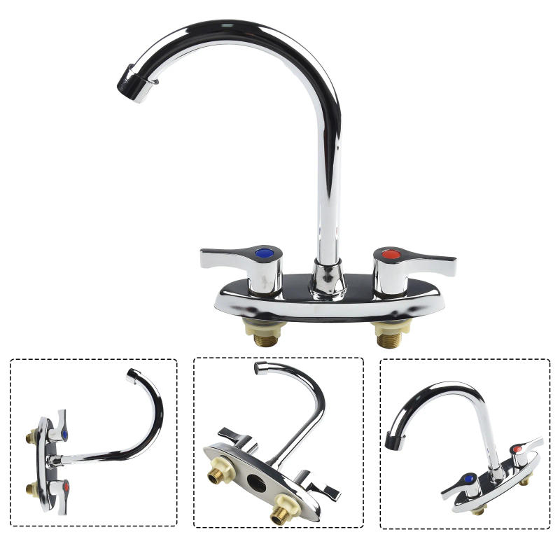 Description Picture 6 of itemBrass Double Handle Basin Faucet Double Hole Double Control Rotary Hot And Cold Mixer Tap Kitchen Bathroom Washbasin Faucet