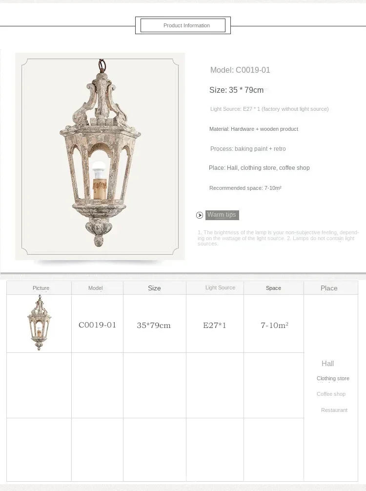 Description Picture 2 of itemVintage Wood Pendant Light E27 LED Bulbs Luminaire Suspendu For Living Room Bedroom Study Kitchen Vintage Home Decor Lamp