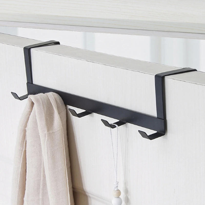 Description Picture 5 of itemCoat Hat Hanger Over Door Hooks Kitchen Utensil Holder Bathroom Iron Towel Rack 5 Hooks Easy to Install Waterproof Dropship