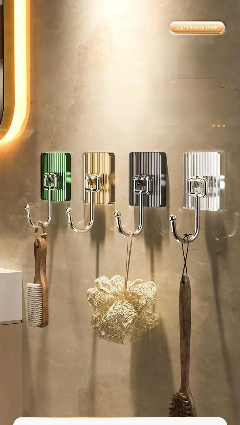 Description Picture 3 of itemLuxury Bathroom Wall Mounted Light Row Hook Acrylic Key Coat Towel Hanger No Drilling Rack Strong Self Adhesive Holder Accessori