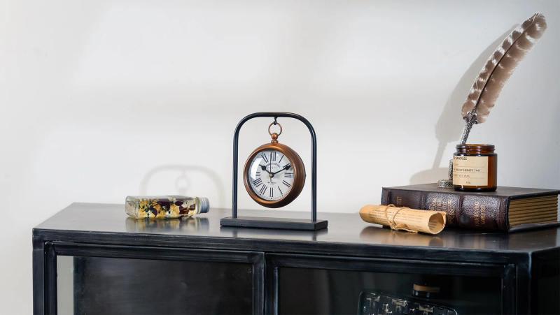 Description Picture 3 of itemPetite Silent Roman Numeral Clock - Mini Copper Retro Desk Clock, Quiet Non-Ticking Decor