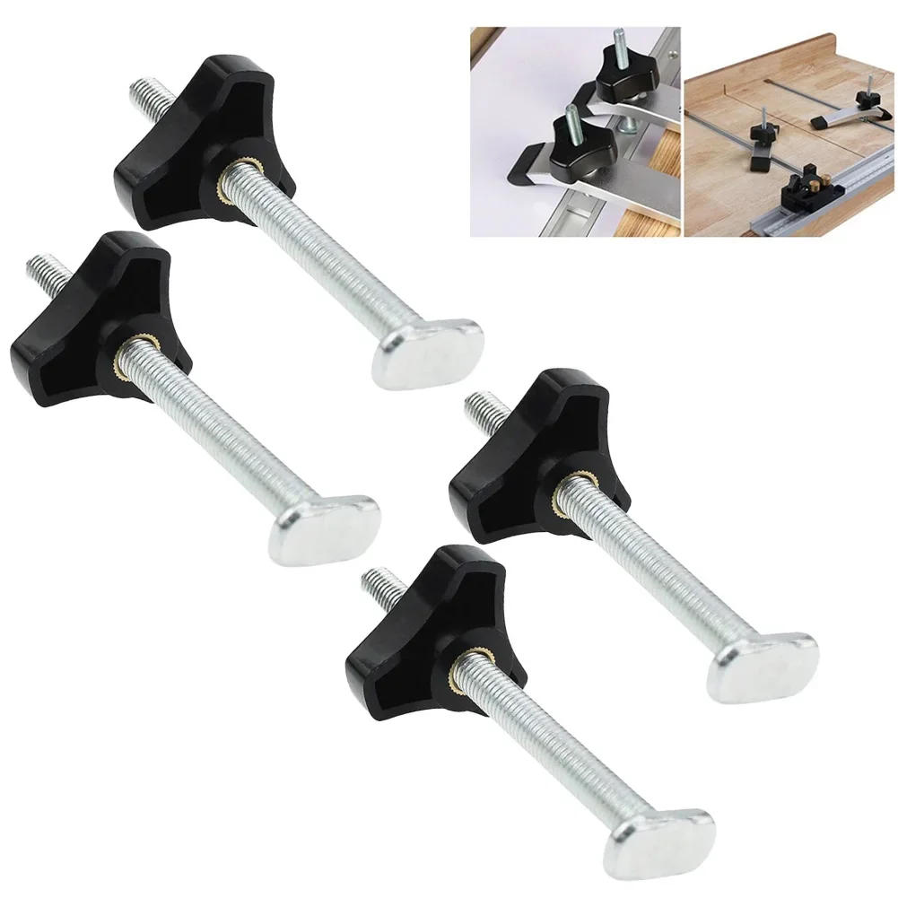 Description Picture 6 of item4Set M8 T-Track Bolts Knobs Clamps Woodworking Jigs Slide Handle Screws M8 Nut Saw Table Acting Hold Down Clamp Hand Tools