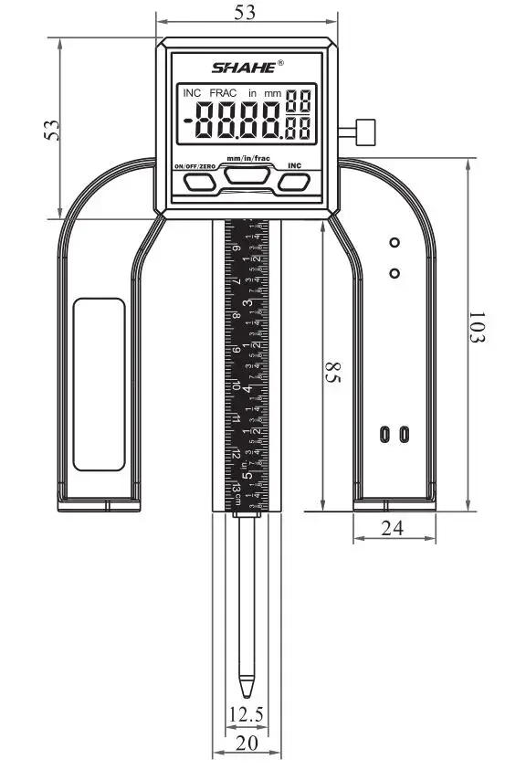 Description Picture 2 of itemSHAHE 0-80mm 3 1/8 inch Digital Depth Gauges Height Gauge With Magnetic Base Woodworking Ruler for Router Table