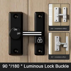 New Zinc Alloy Luminous Door Buckle Hardware Furniture Door Latch Luminous No Punching Door Bolt Door