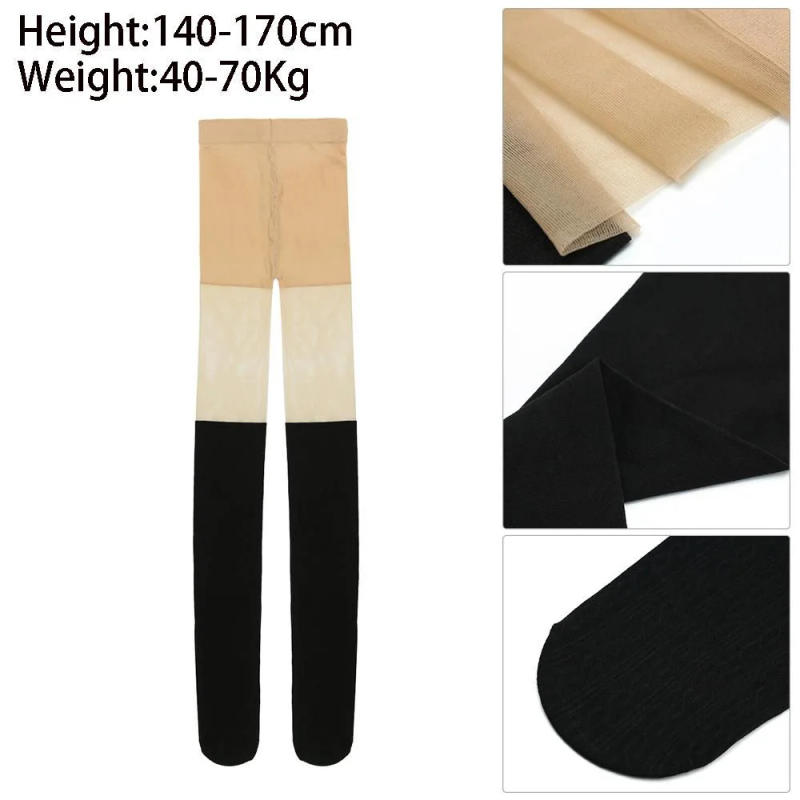Description Picture 2 of itemWomen Sexy Knee Stockings Spring Autumn Style Tights Black Twisted Pantyhose Fake High Knee Tights Female Warm Cute Socks