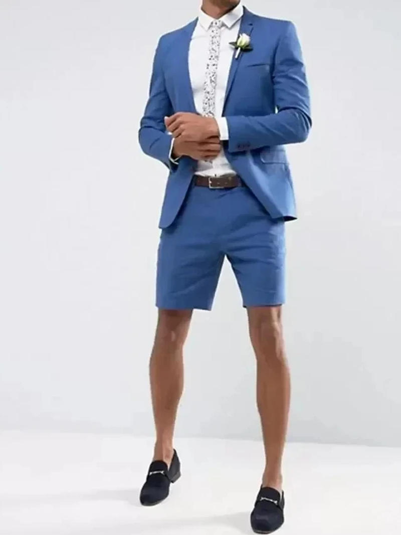 Description Picture 3 of itemRed Fashion Summer Jacket Short Pants Men Suits Casual Slim Fit Blazers Hombre High Quality Custom 2 Piece Set Costume Homme