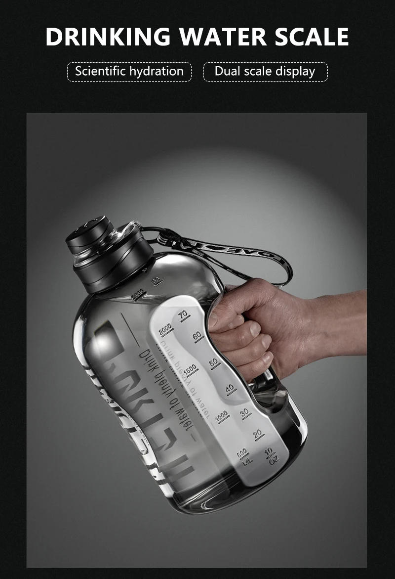 Description Picture 5 of item1L UP To 5L Gym Cycling Bottle Cup Outdoor Sport Large Capacity Water Bottle Kettle Fitness BPA FREE Scale Drink Bottle for Men