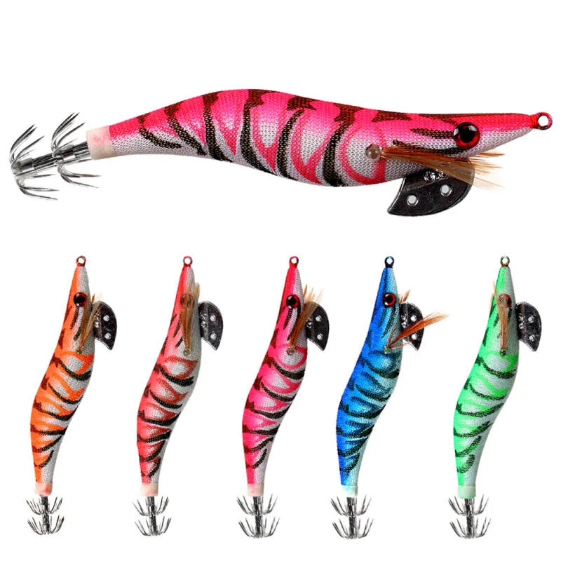 Description Picture 5 of itemLuminous Squid Jig Fishing Lures Artificial Wood Shrimp Lures Cuttlefish Squid Bait Fishing Wobblers Baits