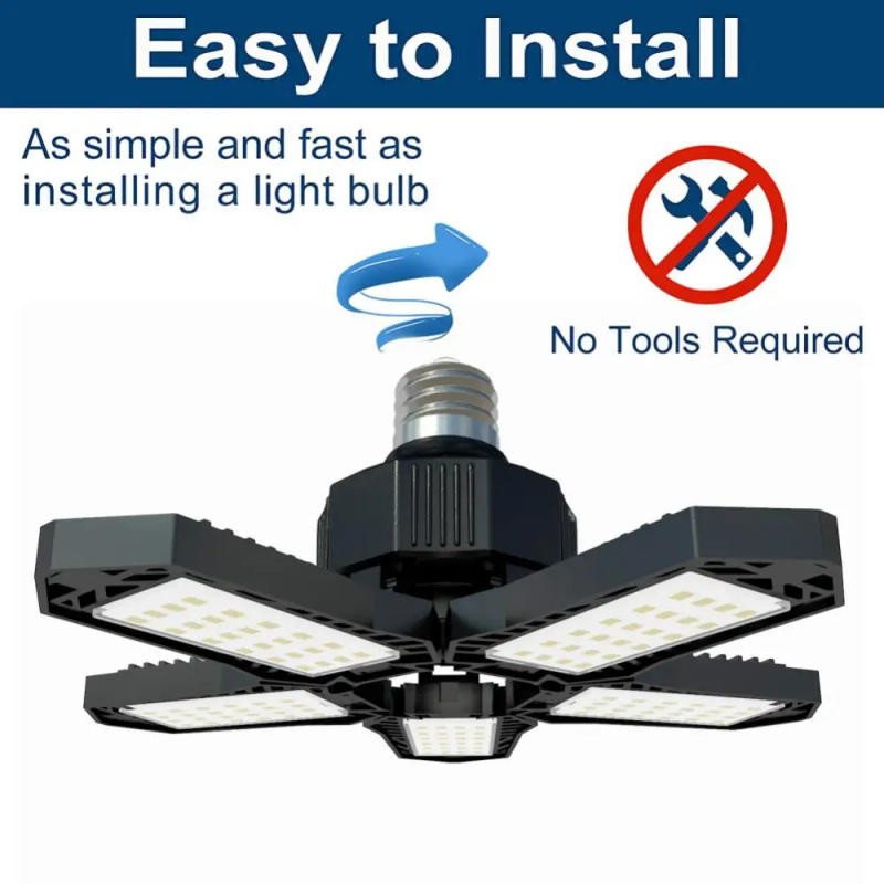 Description Picture 4 of itemDeformable 5000 Lumen Bulb With 5 Adjustable Panels Led Garage Lights Home Fan Blade Bulb Durable Ceiling Shop Work Lamp E26/e27