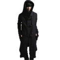 Autumn Winter Men Punk Hip Hop Slim Fit Long Trench Coat Hooded Cloak Cardigan Mens Linen Rope Design Gothic Jackets Outerwear