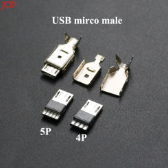 5Sets  Micro USB Welding Type Male Plug Connector 4Pin 5Pin USB Tail Charging Jack 3 in 1 Metal DIY Data Cable Accessories
