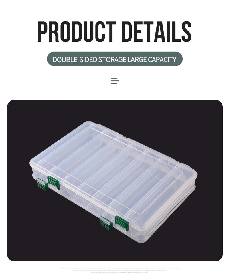 Description Picture 6 of item10/14 Compartment Double Sided Large Fishing Tackle Box for Storage Big Baits Sea Fishing Lure High Strength Fishing Tackle Box