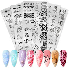Flower Leaves Nail Stamping Plates Leaf Floral Butterfly Line Printing Stencil Nail Stamp Templates Nail Art Tools