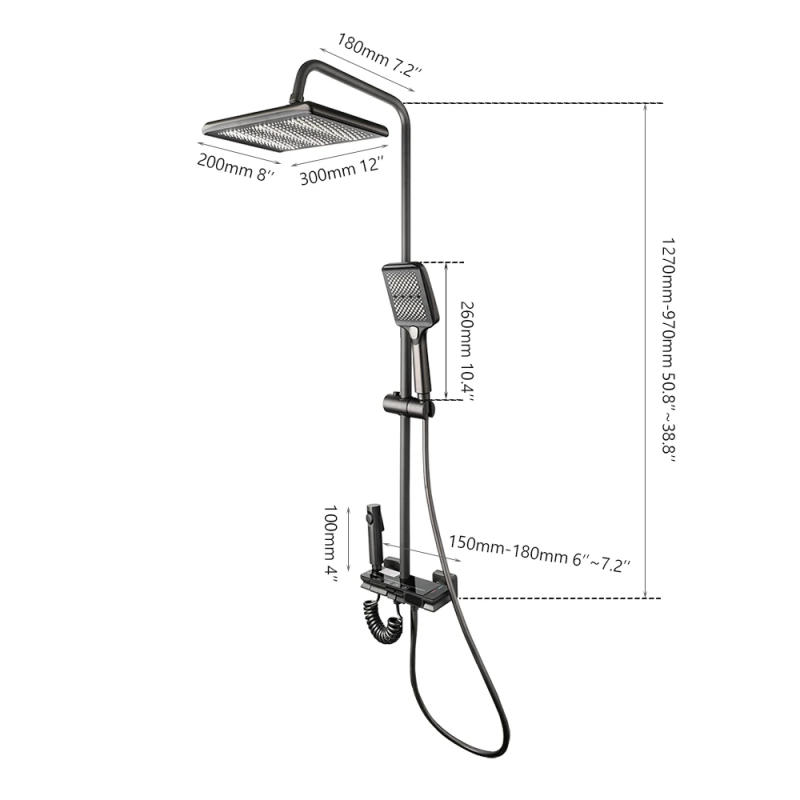 Description Picture 3 of itemMonite Temperature Bathroom Rainfall Shower Set With Digital Display Multifunctional Color Changes W/ Bidet Mixer Faucet Tap