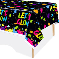 Neon Glow Table Cover 130x20cm Party Tablecloths Disposable Plastic Table Cloth Black Light Party Neon Birthday Party Supplies