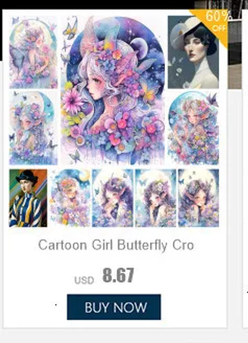 Description Picture 5 of itemButterfly Flower Pre-Printed Cross-Stitch Set DIY Embroidery DMC Threads Handmade Sewing Handicraft Hobby Counted Design Mulina