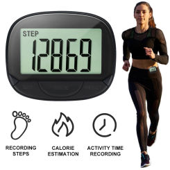 Clip-On Pedometer Electronic Pedometer Digital Display Simple Step Tracker Large Screen Multifunctional for Adults Seniors Dog