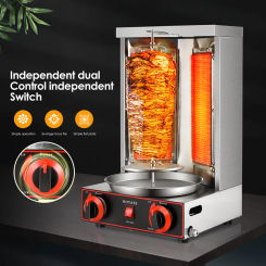 Vertical Rotisserie Oven Grill Gas Commercial Shawarma Machine 2 Burners Doner Kebab Gyro LPG Rotating Grill Machine