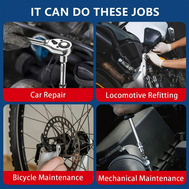 Description Picture 6 of item72 teeth/53pcs Drive Socket Set,SAE and Metric Hex Bit Socket Set,Ratchet Wrench Set with S2&CR-V Sockets,Mechanic Tool Kits for