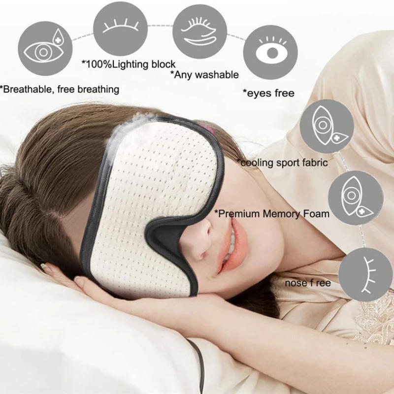 Description Picture 6 of item3D Sleeping Mask Block Out Light Sleep Mask For Eyes Soft Sleeping Aid Eye Mask for Travel Eyeshade Night Breathable Slaapmasker