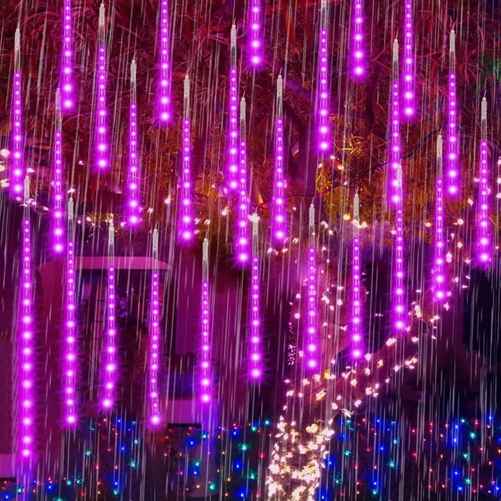 Description Picture 5 of item32/24/16/8 Tubes Wedding Street Garden Decor Holiday Light LED Meteor Shower Fairy String Garland Lights Christmas Decorations