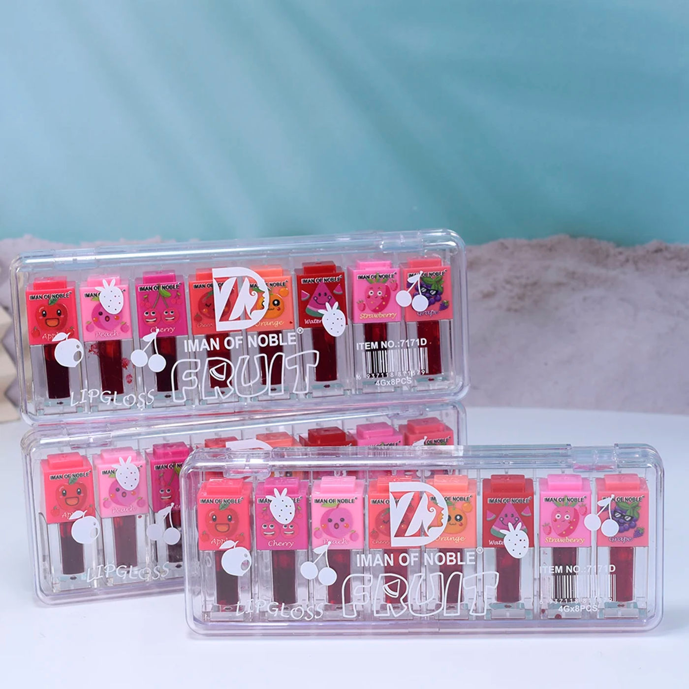 Description Picture 3 of item8Pcs Fruity Flavor Lip Tint Set 8 Colors Watery Lip Stain Lip Gloss Waterproof Non-Stick Liquid Lipstick Lips Cosmestic