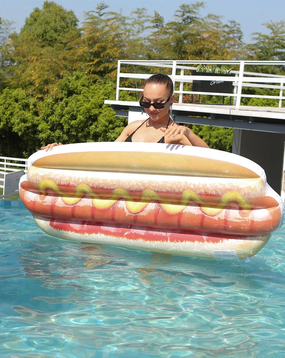 Description Picture 3 of itemLong Hot Dog Burger Inflatable Floating Row Adult Children Pool Beach Water Bed Swimming Circle Air Mattresses Inflatable Toy