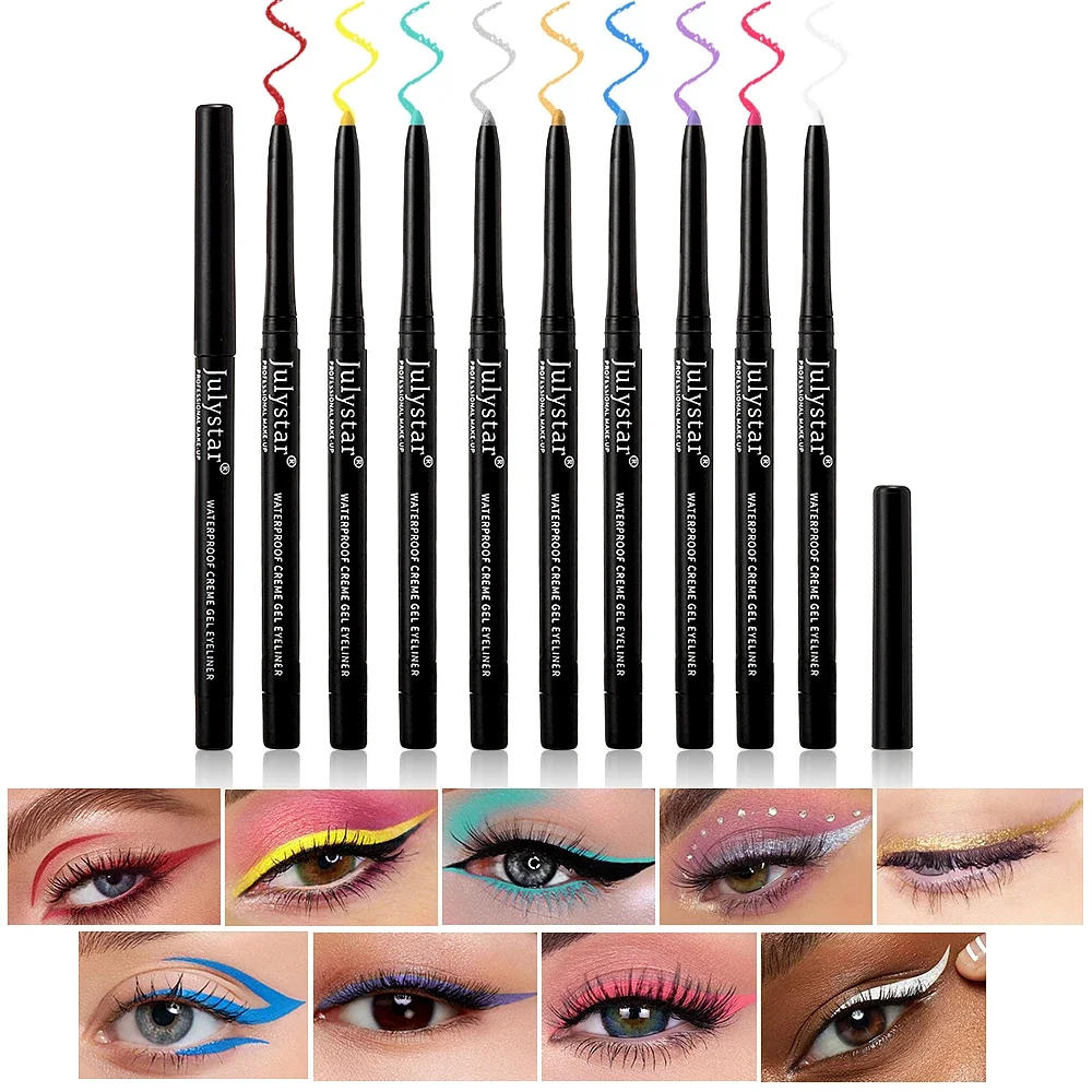 Description Picture 5 of itemColorful Eyeliner Lip Liner Gel Pencil No Smudge Silver Black Pink Easy To Wear Soft Matte Lying Silkworm Eyeliner Pen Cosmetics