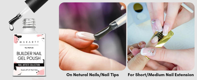 Description Picture 6 of itemMakartt Builder Nail Gel with Base Top Coat Set- Clear Gel Nail Polish No Wipe Glossy Nail Strengthener Extension Builder