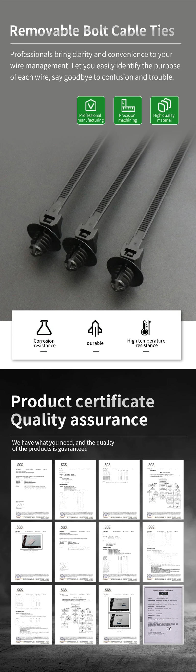 Description Picture 2 of itemThreaded M6 M8 M10 Hole Nylon Plastic Vehicle Motocycle Cable Tie Car Wiring Harness Retainer Clip Push Mount Auto Fasteners