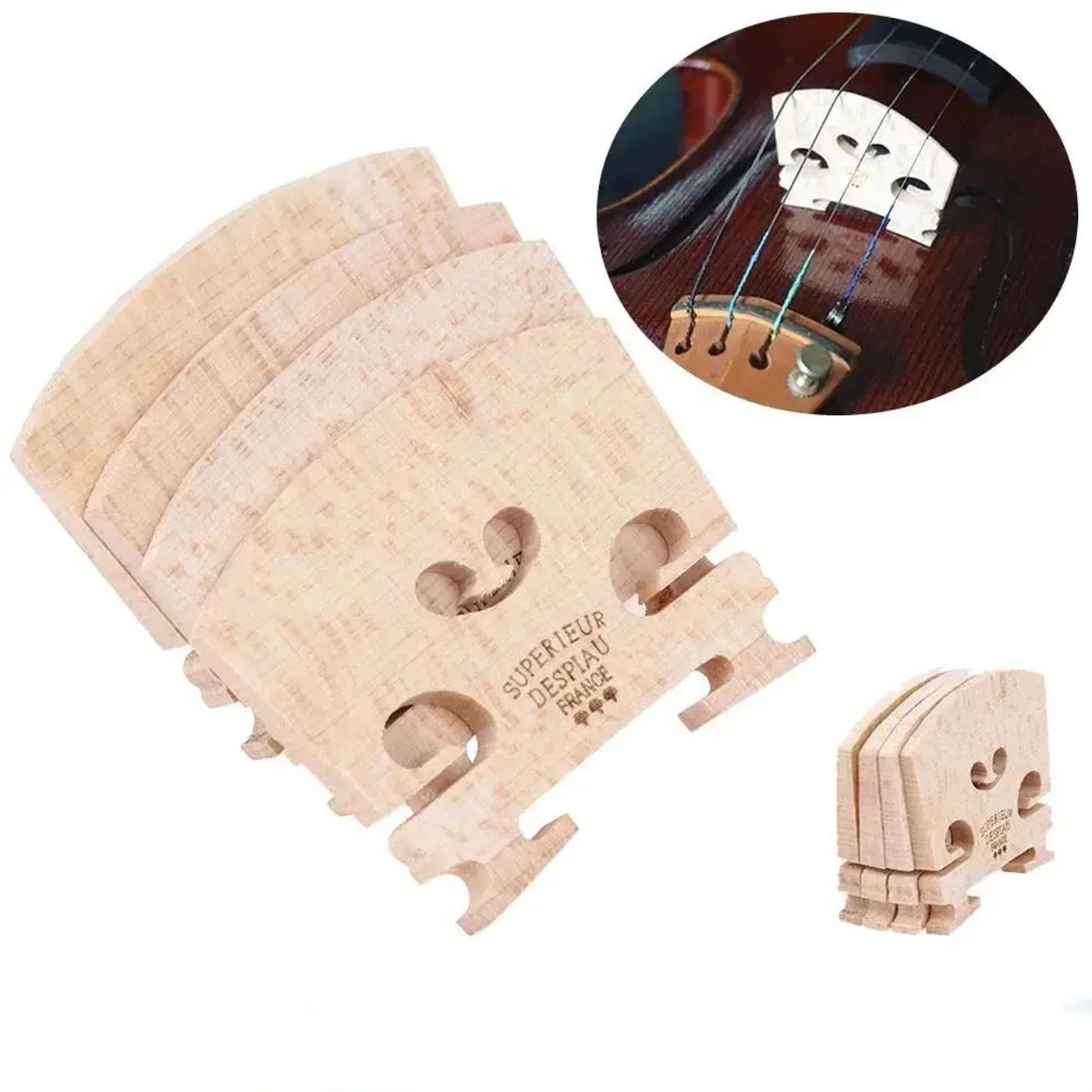 Description Picture 2 of itemMaple Wood Violin Bridge Steady Bridge Replacement Fiddle Maple Wood Bridge Handmade 4/4-3/4-1/2-1/4-1/8 Size
