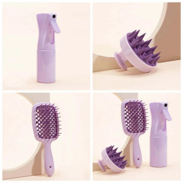 3Pcs/set Hairdressing Wide Teeth Scalp Massage Combs Set 200ML Spray Bottle Wet Dry Use Silicone Shampoo Hair Brush