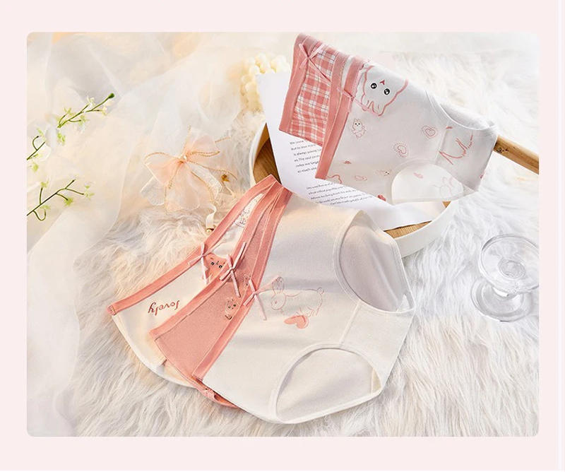 Description Picture 5 of item5Pcs Women's Panties Breathable Cotton Underwear Lovely Young Girls Briefs Sexy Low Waist Panty Underpants Soft Female Lingerie