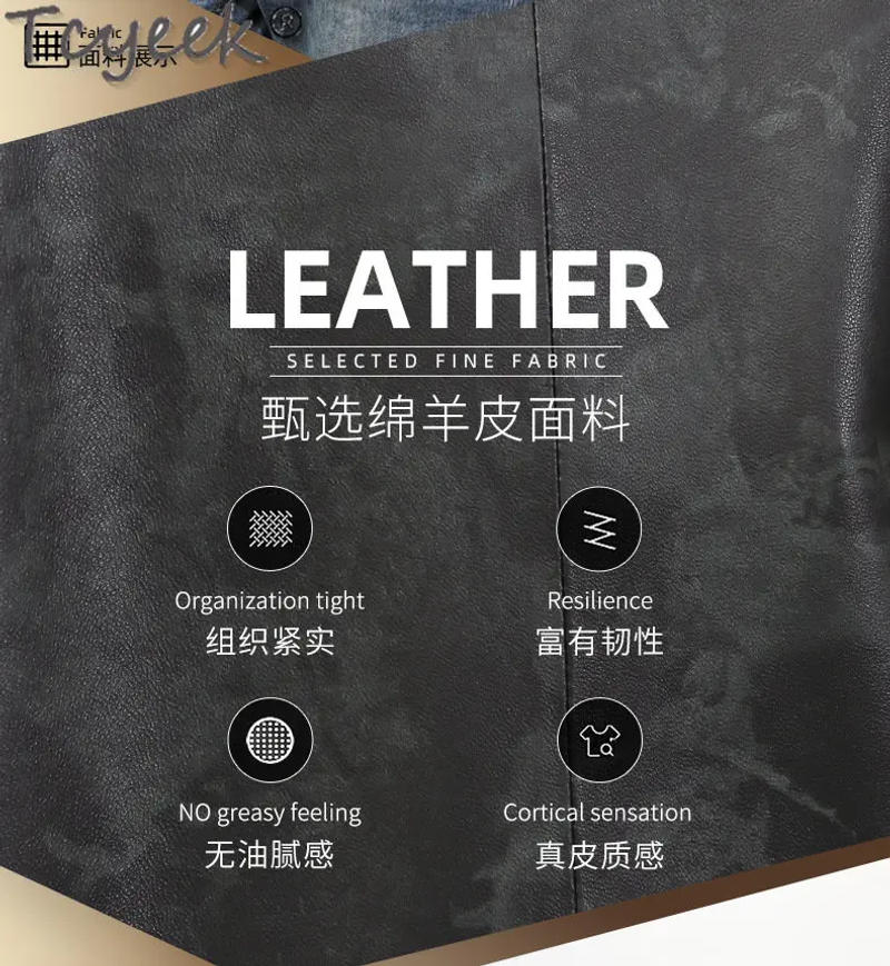 Description Picture 5 of itemTcyeek Mens Genuine Leather Jacket Spring Fall Men's Clothing Real Sheepskin Coats Male Casual Thin Leather Coat Trendy Print
