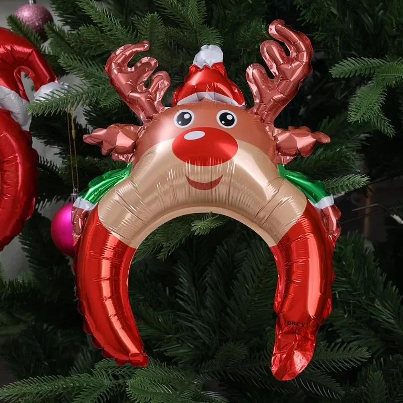 Description Picture 6 of item1/20PCS Christmas Balloons Headband Santa Claus Antlers Hair Band Foil Balloon Happy New Year Christmas Decor Children Gifts