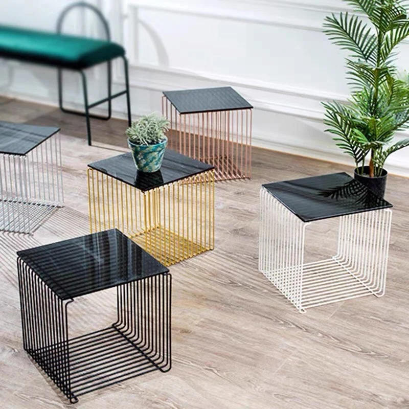 Description Picture 6 of itemLight Luxury Metal Magazine Rack Nordic Designer Bedside Table Artistic Living Room Low Table Furniture Stylish Home Decor