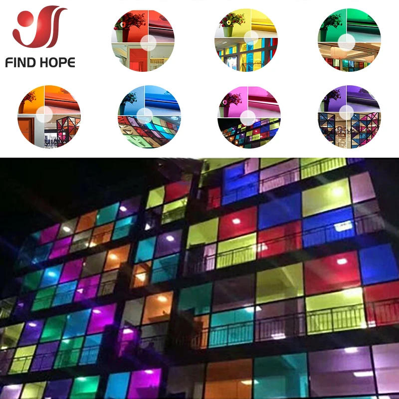 Description Picture 2 of item7pcs Bundle 7Colors Pack of Colorful Transparent Window Film Self Adhesive Glass Decoration Tint A4(20cm*30CM) Sample