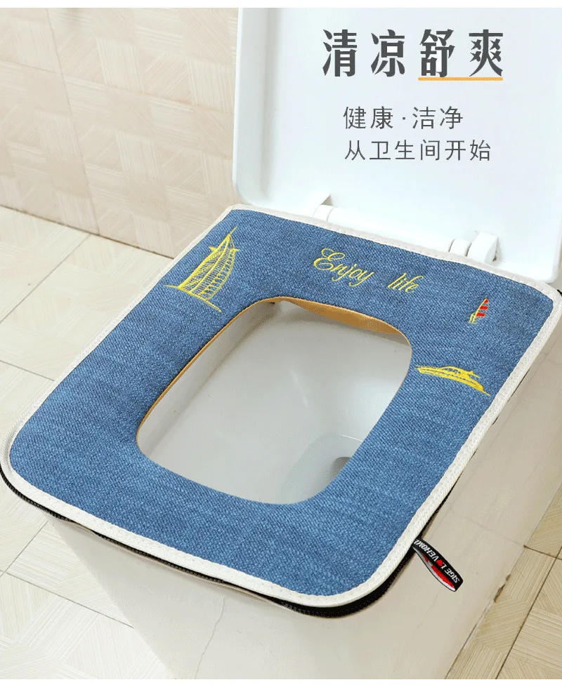 Description Picture 5 of itemWaterproof Square Toilet Seat Cover, Zippered, Plush Seat Cover Models, Universal Model Toilet Ring, 43x37cm