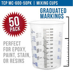 50pcs Disposable Clear Graduated Plastic Mixing Cups For Paint Uv Resin Epoxy 20 Oz 600ml Measuring Ratios