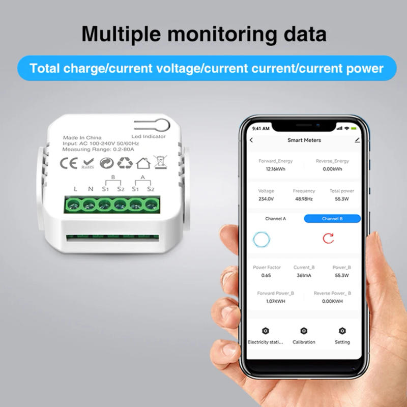 Description Picture 3 of itemFor -Tuya Wifi Intelligent Energy Meter Solar PV System Power Production Consumption Bidirectional Monitoring Meter APP Control