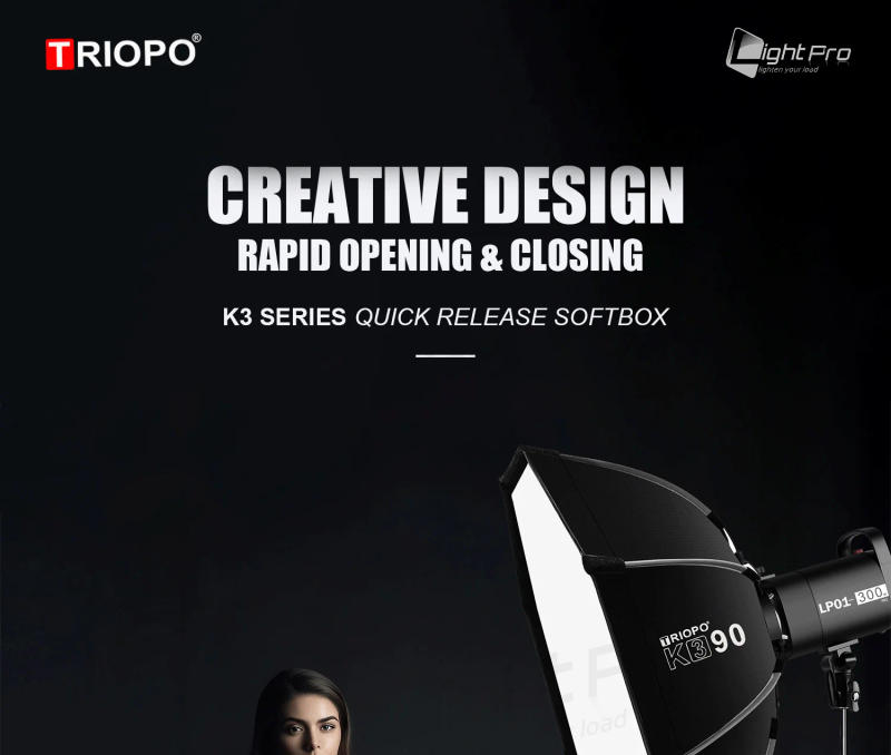 Description Picture 2 of itemTriopo K3 Quick-Setup Bowens Mount Octagon Softbox One-Step Install Portable Light Modifier Umbrella Reflector w/ Honeycomb Grid