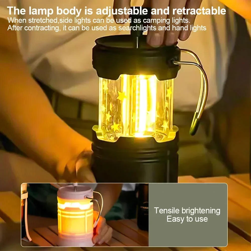 Description Picture 3 of itemMultifunctional Camping Atmosphere Light with Hook Hand Pull Off Design Outdoor Portable Waterproof Emergency Flashlights