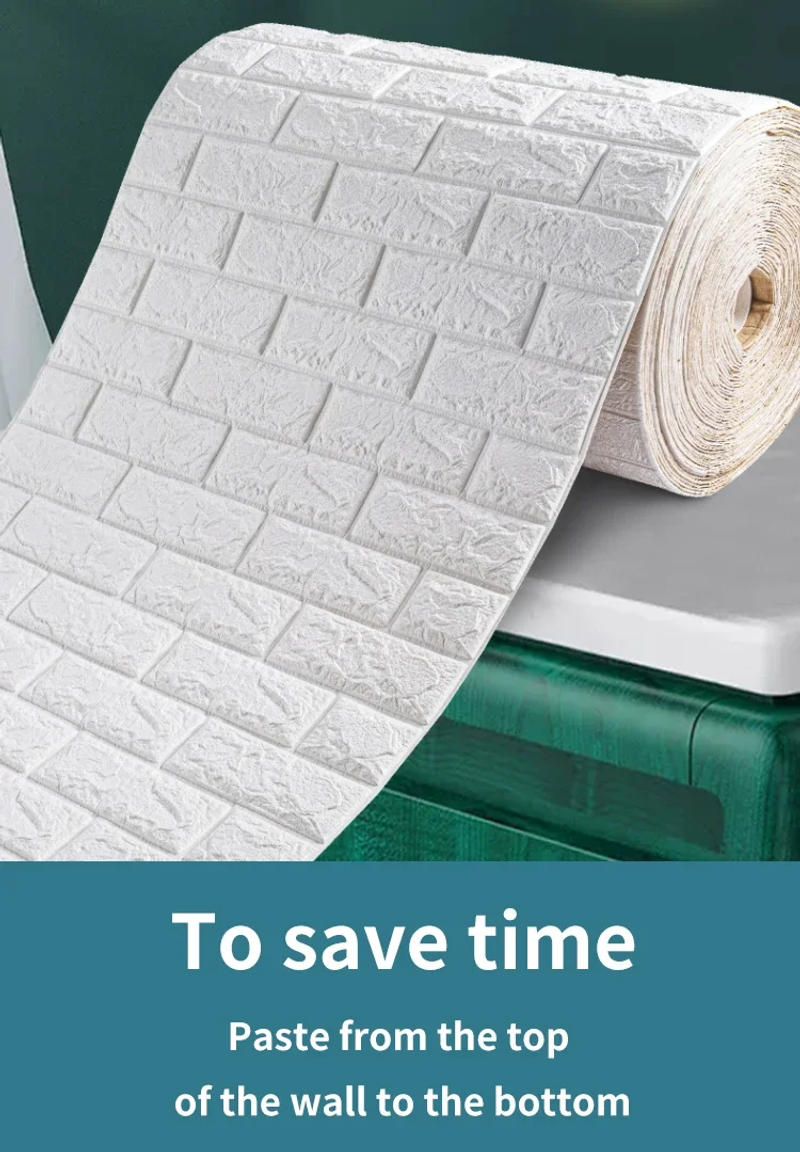 Description Picture 2 of item70cmx1m Continuous 3D Wall Stickers Self Adhesive Foam Decoractive Wallpaper Panels Home Decor Living Room Decoration Bathroom