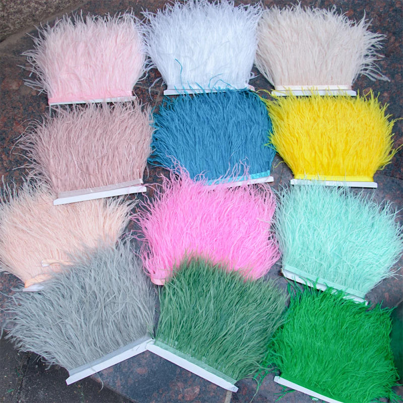 Description Picture 6 of item1 Meter Fluffy Ostrich Feathers Trim 8-10 CM Selvage Plumes Ribbon For DIY Crafts Wedding Dress Decoration Accessories Wholesale