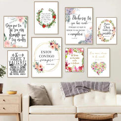 Spanish Bible Verse Quotes Print God Christian Wall Art Decor , Para Dios todo es Spain Wall Picture Floral Poster Home Decor